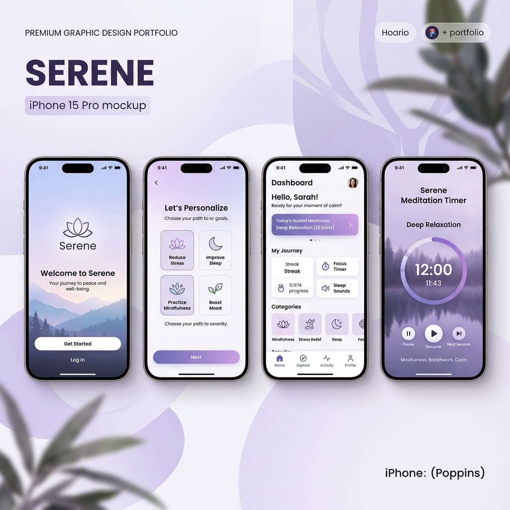 Serene Wellness App UI